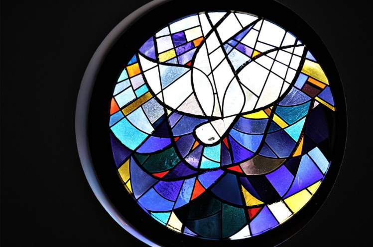 peace dove - church window - against violence