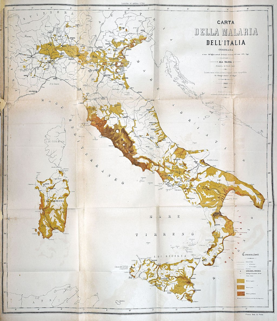 malaria across italy 1882
