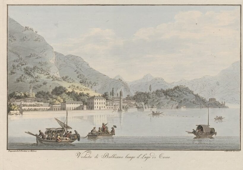 A view of Balbiano on Lake Como Johan Anton Castell 1841